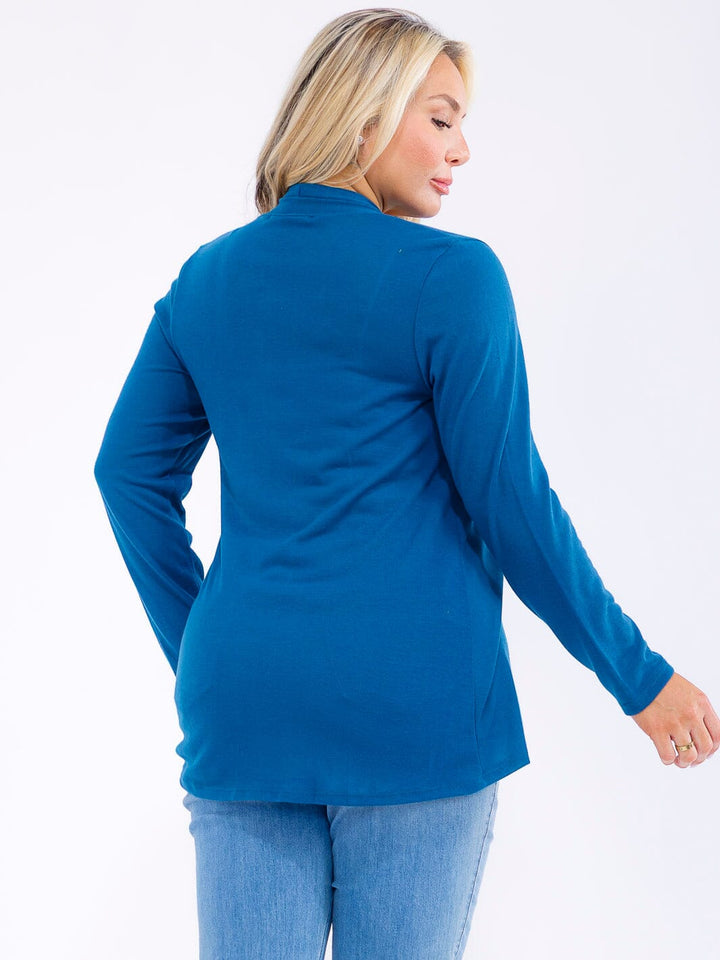 PLUS SIZE LONG SLEEVE OPEN FRONT SOLID CARDIGAN