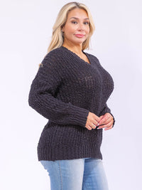 PLUS SIZE LONG SLEEVE KNIT PULLOVER SWEATER
