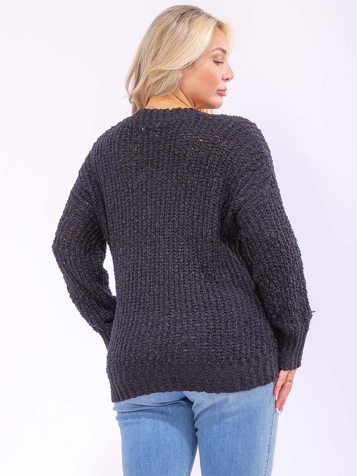 PLUS SIZE LONG SLEEVE KNIT PULLOVER SWEATER