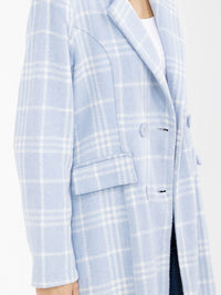 WOMEN'S LONG SLEEVE BUTTON CLOSURE PLAID COAT