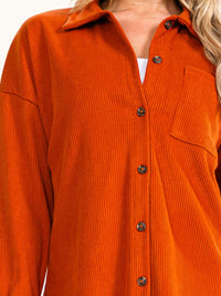 WOMEN'S LONG SLEEVE BUTTON UP FRONT POCKET CORDUROY SHIRT