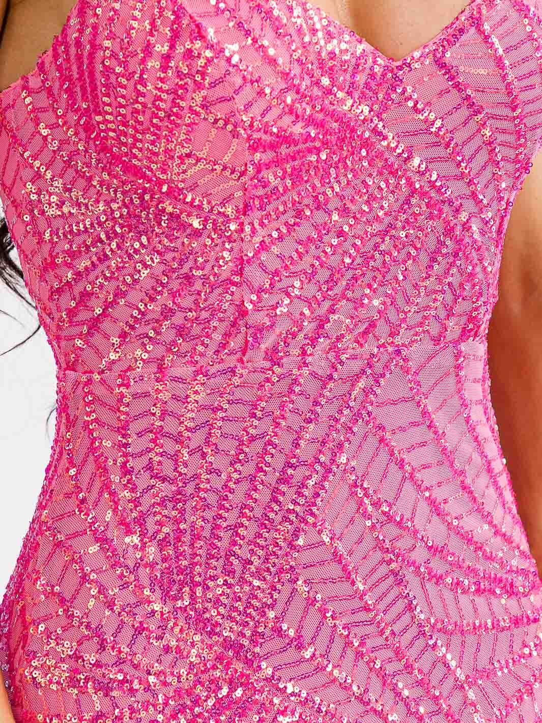 WOMEN'S SLEEVELESS V-NECK SEQUINS BODYCON MAXI DRESS