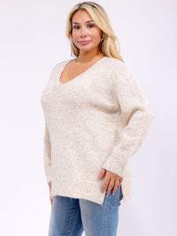 PLUS SIZE LONG SLEEVE KNIT PULLOVER SWEATER