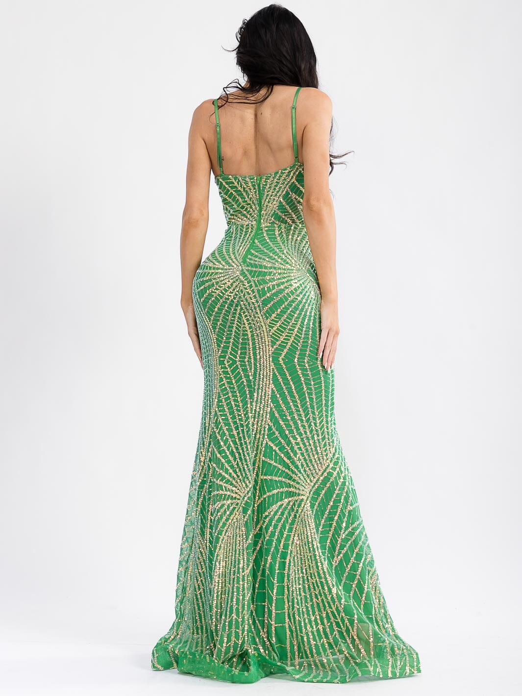 WOMEN'S SLEEVELESS V-NECK SEQUINS BODYCON MAXI DRESS