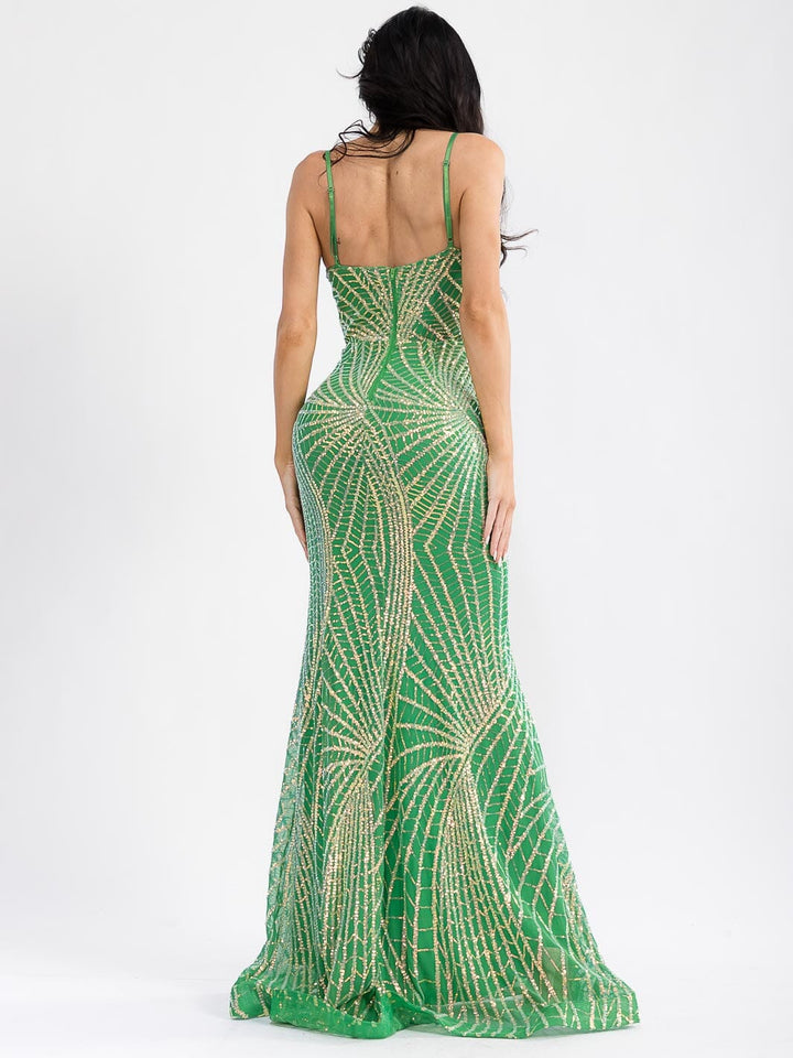 WOMEN'S SLEEVELESS V-NECK SEQUINS BODYCON MAXI DRESS