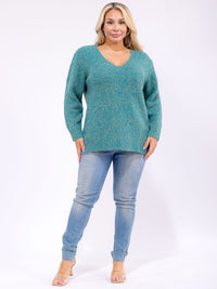 PLUS SIZE LONG SLEEVE KNIT PULLOVER SWEATER