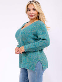 PLUS SIZE LONG SLEEVE KNIT PULLOVER SWEATER