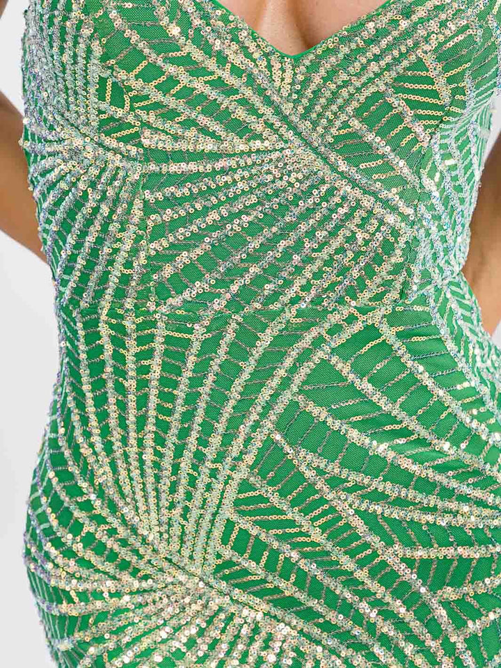 WOMEN'S SLEEVELESS V-NECK SEQUINS BODYCON MAXI DRESS