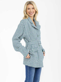 WOMEN'S LONG SLEEVE BUTTON CLOSURE FRONT POCKETS SELF TIE COAT