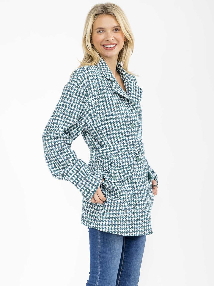 WOMEN'S LONG SLEEVE BUTTON CLOSURE FRONT POCKETS SELF TIE COAT