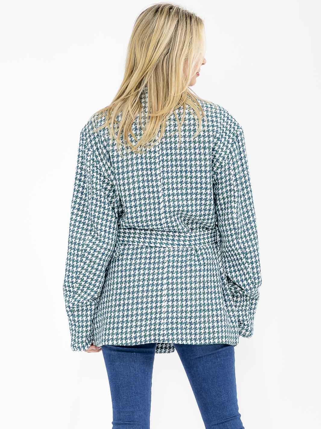 WOMEN'S LONG SLEEVE BUTTON CLOSURE FRONT POCKETS SELF TIE COAT