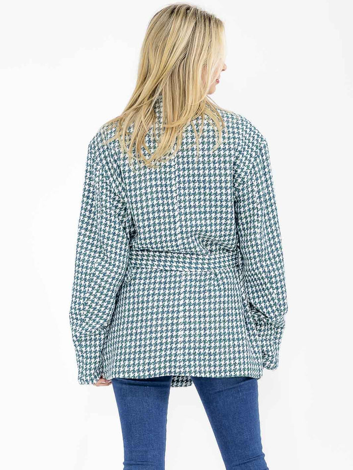 WOMEN'S LONG SLEEVE BUTTON CLOSURE FRONT POCKETS SELF TIE COAT