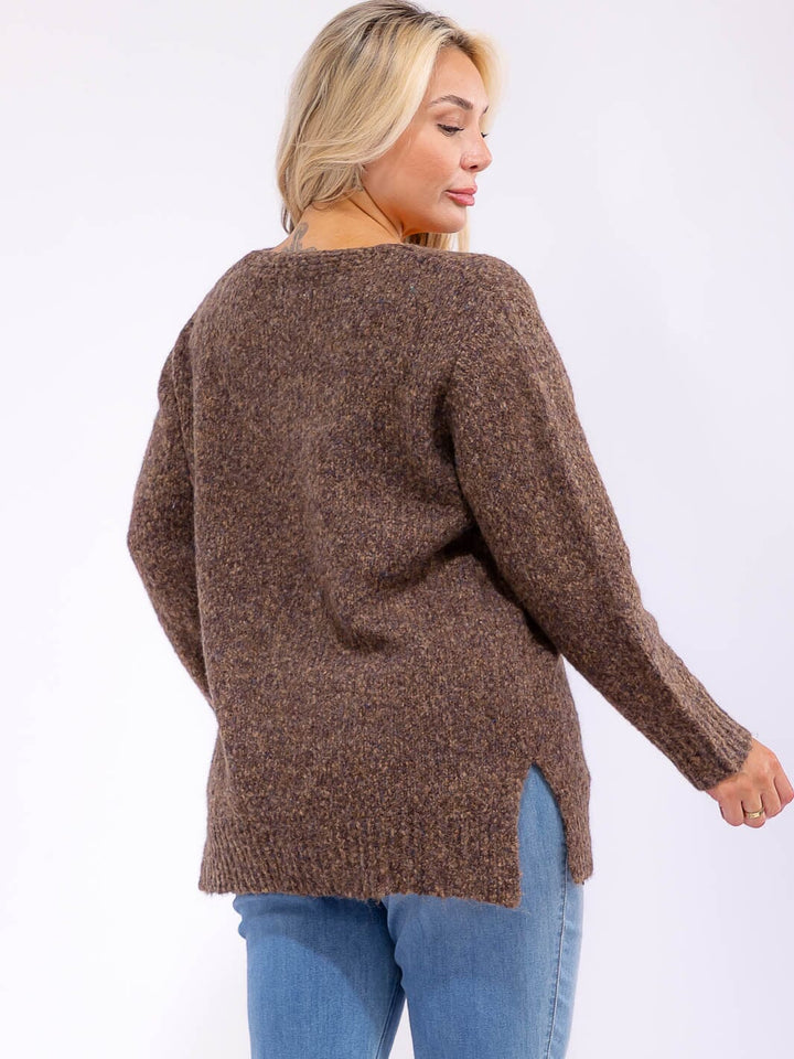 PLUS SIZE LONG SLEEVE KNIT PULLOVER SWEATER
