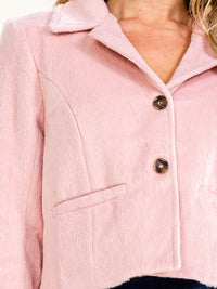 WOMEN'S LONG SLEEVE BUTTON CLOSURE CROP JACKET