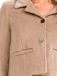 WOMEN'S LONG SLEEVE BUTTON CLOSURE CROP JACKET