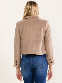 WOMEN'S LONG SLEEVE BUTTON CLOSURE CROP JACKET