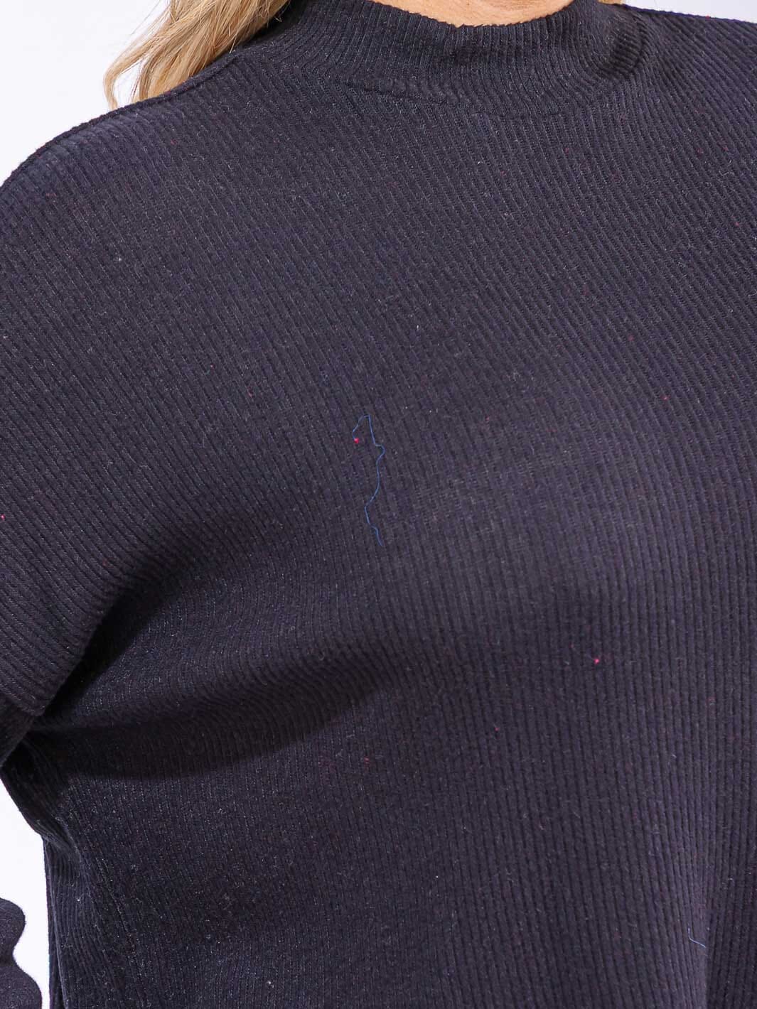 PLUS SIZE LONG SLEEVE MOCK NECK RIBBED TOP