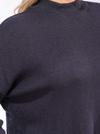 PLUS SIZE LONG SLEEVE MOCK NECK RIBBED TOP
