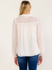 WOMEN'S LONG SLEEVE V-NECK DETAILED BLOUSE