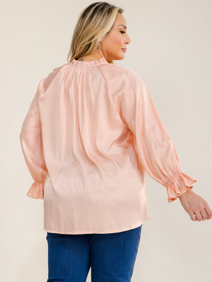 ENTRO PLUS SIZE LONG SLEEVE V-NECK BLOUSE