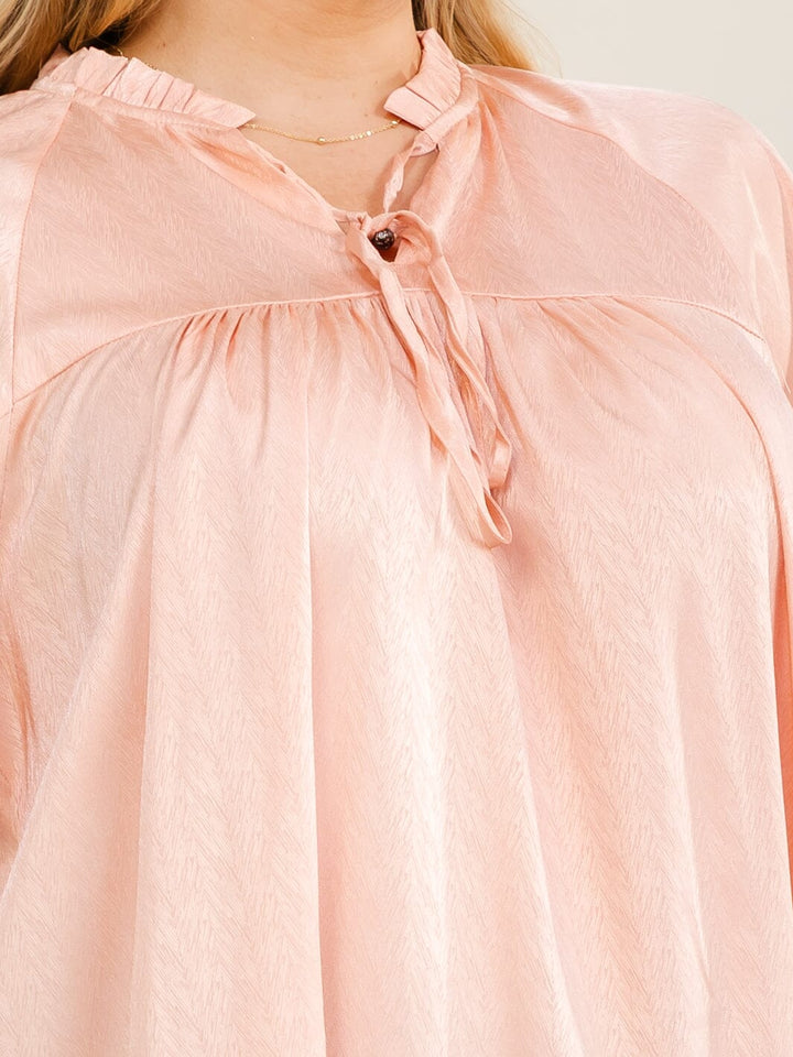 ENTRO PLUS SIZE LONG SLEEVE V-NECK BLOUSE