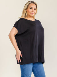 **********ENTRO PLUS SIZE SHORT SLEEVE LOOSE FIT BLOUSE