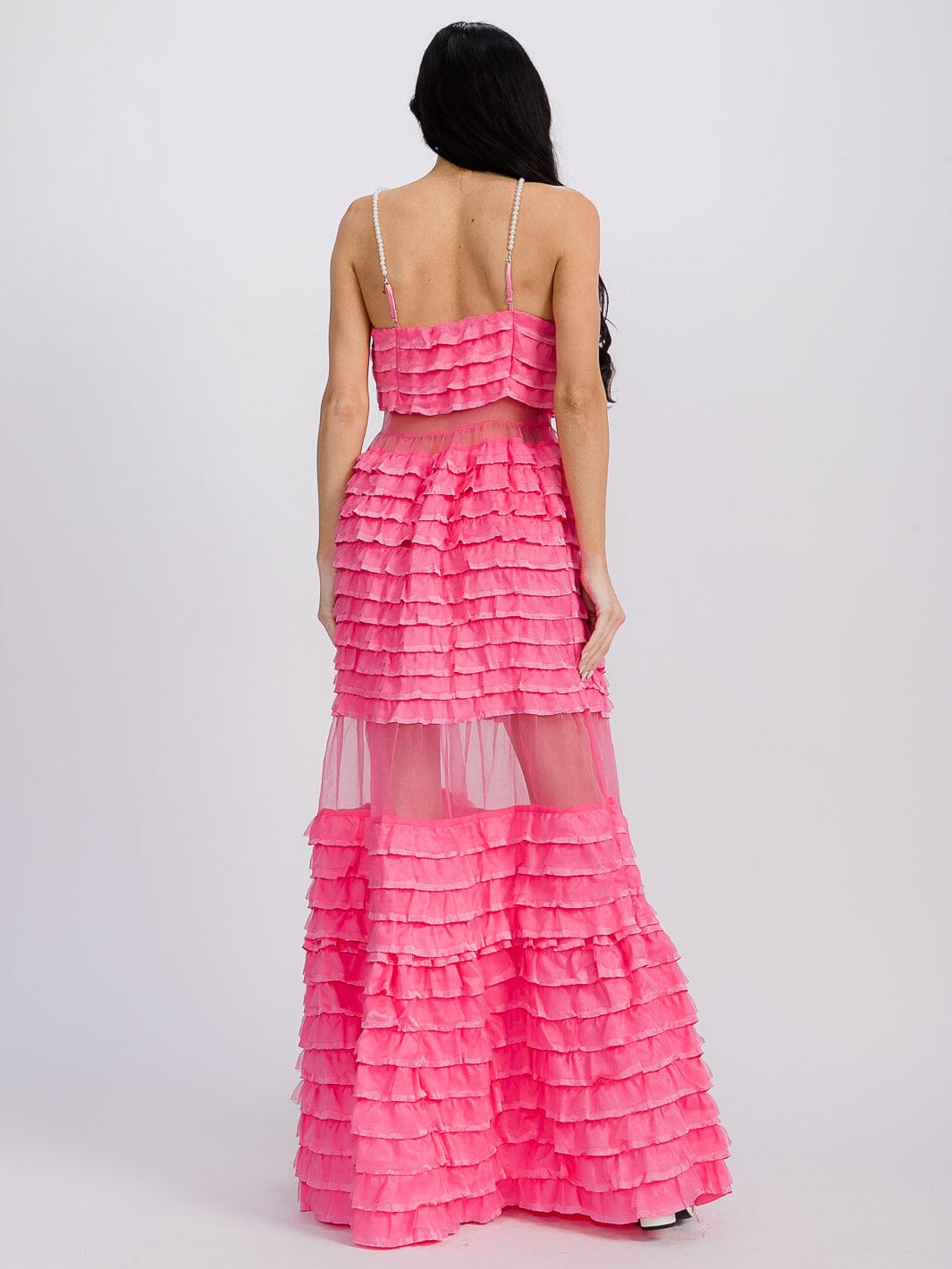 WOMEN'S SLEEVELESS OPEN BACK FRONT POCKETS CROCHET DETAILED MAXI DRESS (Copy)