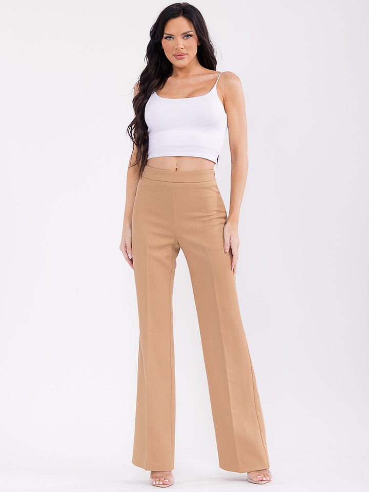 WOMEN'S ZIP UP WIDE LEG PANTS