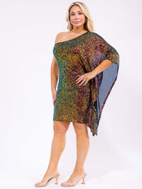 PLUS SIZE ONE SHOULDER BODYCON SEQUINS MIDI DRESS