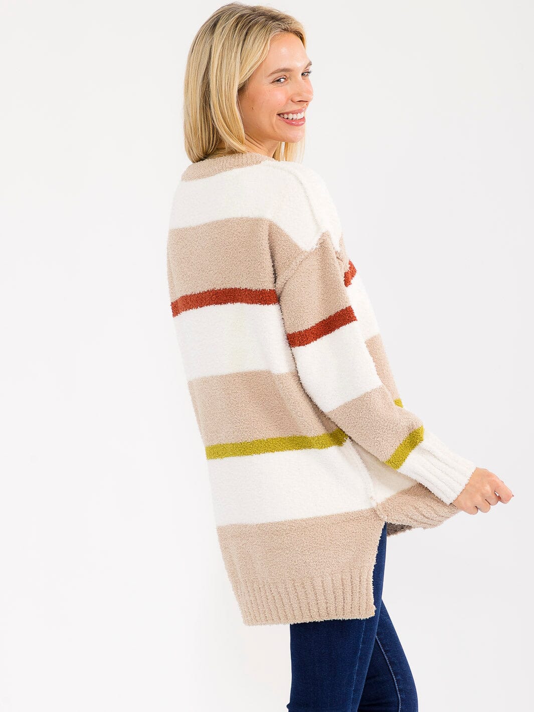 WOMEN'S LONG SLEEVE HIGH-LOW COLORBLOCK OVERSIZED PULLOVER SWEATER