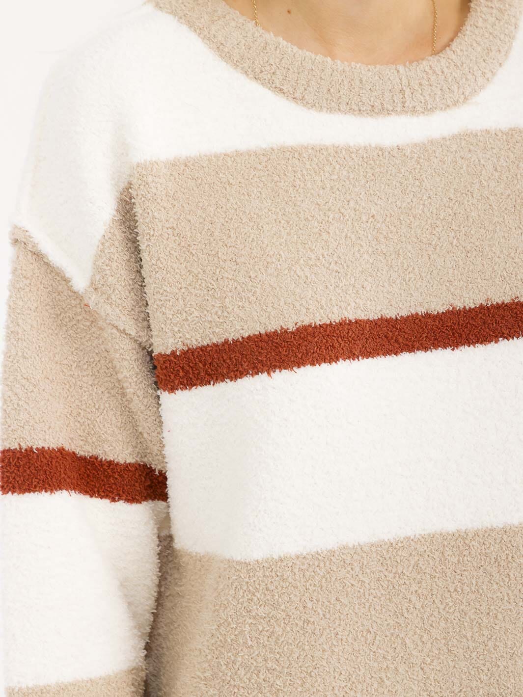 WOMEN'S LONG SLEEVE HIGH-LOW COLORBLOCK OVERSIZED PULLOVER SWEATER