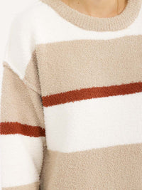 WOMEN'S LONG SLEEVE HIGH-LOW COLORBLOCK OVERSIZED PULLOVER SWEATER