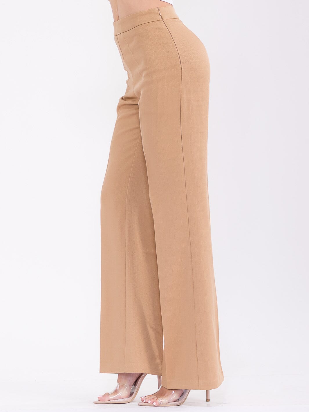 WOMEN'S ZIP UP WIDE LEG PANTS