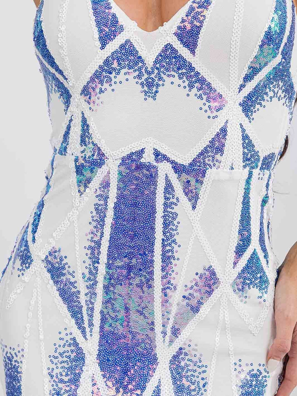 WOMEN'S SLEEVELESS V-NECK SEQUINS BODYCON MAXI DRESS