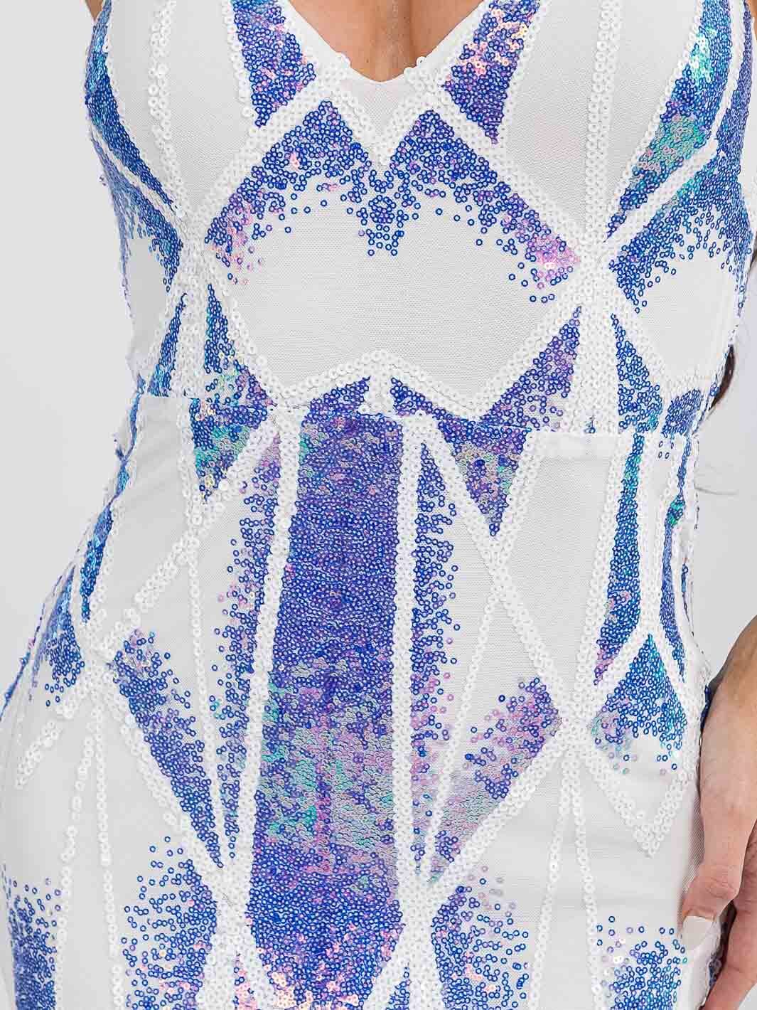 WOMEN'S SLEEVELESS V-NECK SEQUINS BODYCON MAXI DRESS