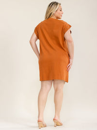 ENTRO PLUS SIZE SHORT SLEEVE POCKETS TUNIC MINI DRESS