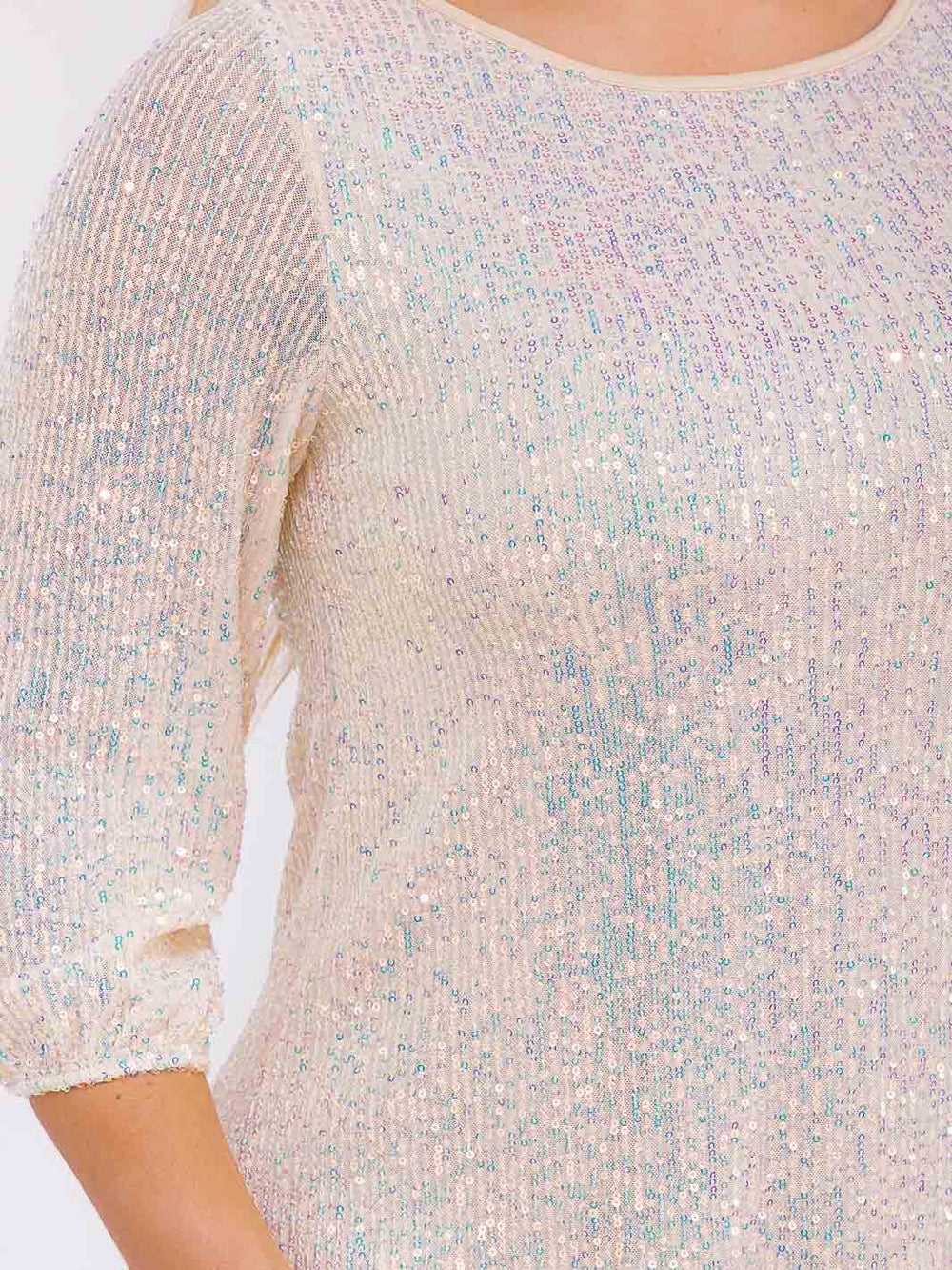 PLUS SIZE 3/4 SLEEVES SEQUINS MIDI DRESS