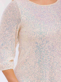 PLUS SIZE 3/4 SLEEVES SEQUINS MIDI DRESS