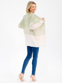WOMEN'S LONG SLEEVE OPEN FRONT POCKETS COLORBLOCK CARDIGAN