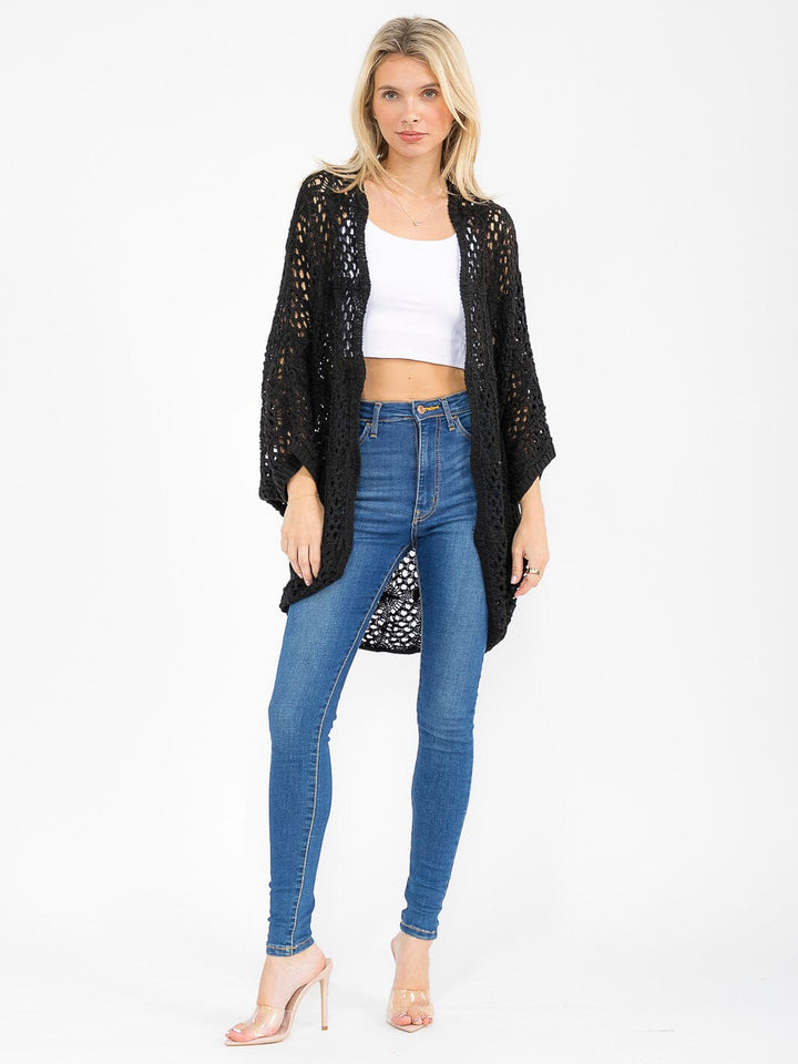 WOMEN'S LONG SLEEVE OPEN FRONT KNITTED CARDIGAN
