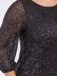 PLUS SIZE 3/4 SLEEVES SEQUINS MIDI DRESS