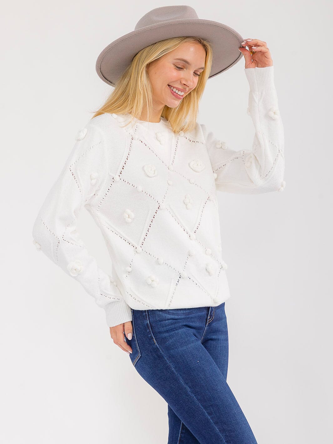 WOMEN'S LONG SLEEVE PULLOVER DETAILED SWEATER