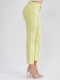 WOMEN'S BUTTON CLOSURE POCKETS BELL LEG DENIM PANTS