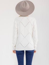 WOMEN'S LONG SLEEVE PULLOVER DETAILED SWEATER