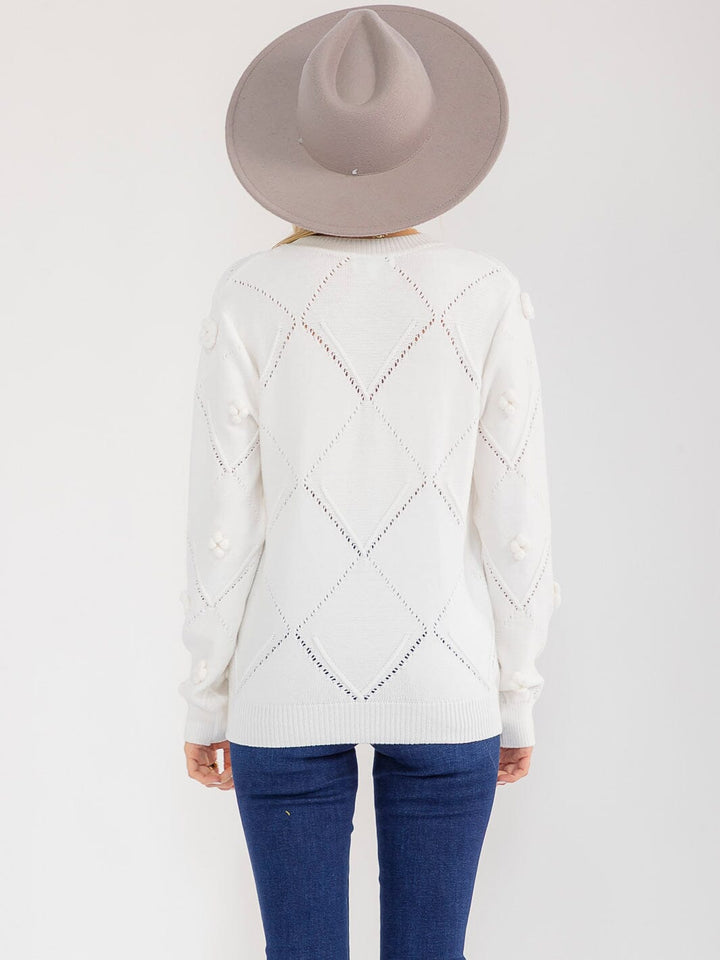 WOMEN'S LONG SLEEVE PULLOVER DETAILED SWEATER