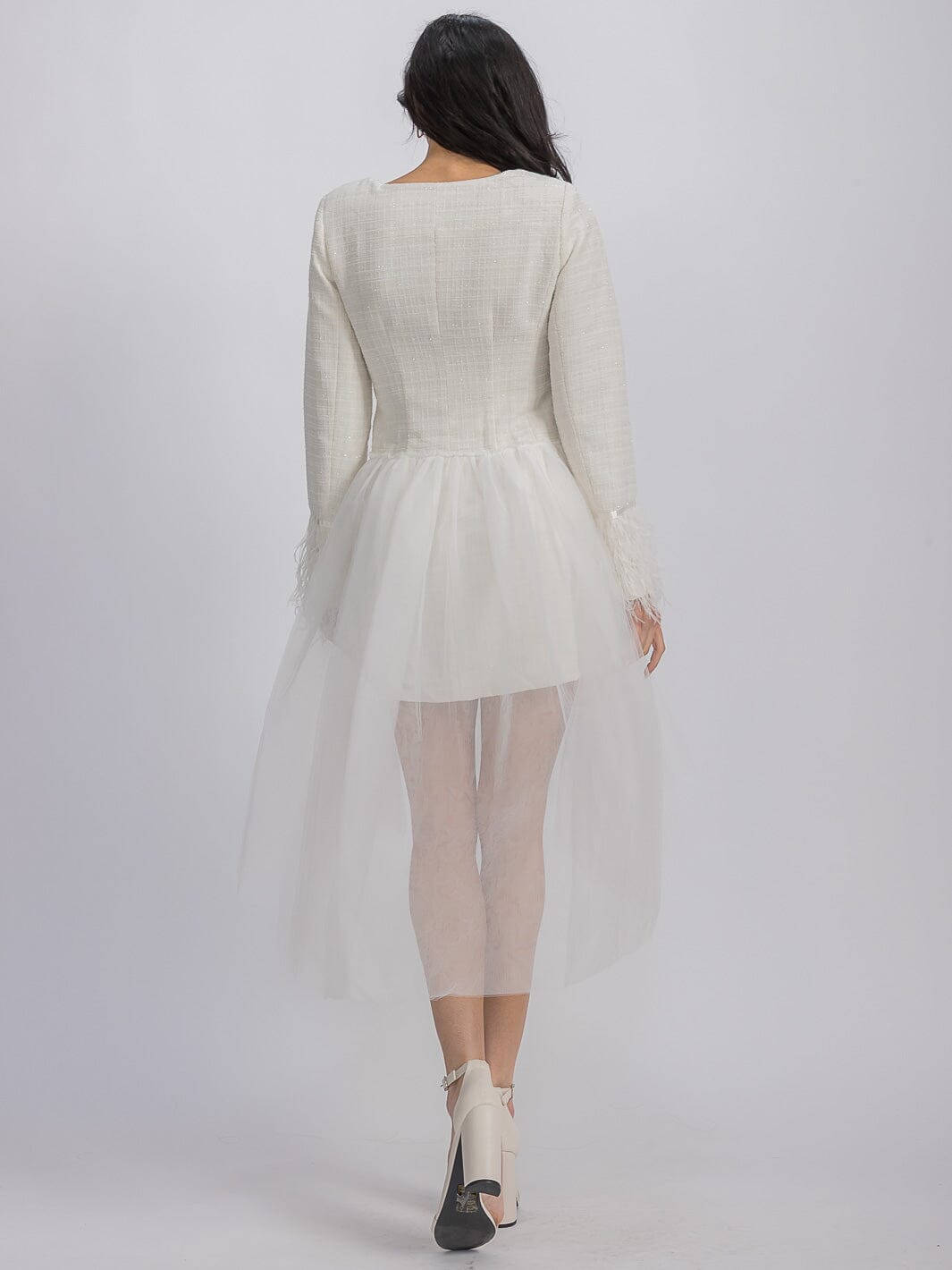 WOMEN'S LONG SLEEVE BUTTON UPDETAILED MINI DRESS