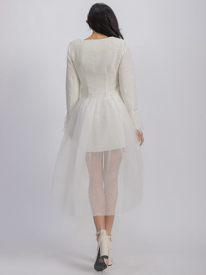 WOMEN'S LONG SLEEVE BUTTON UPDETAILED MINI DRESS