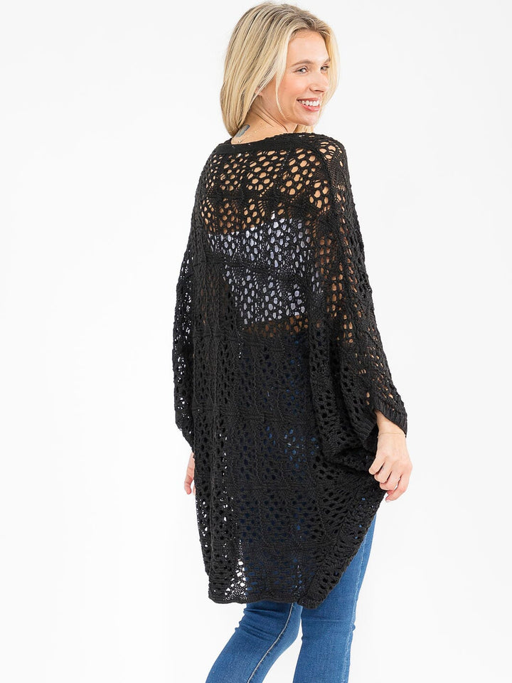 WOMEN'S LONG SLEEVE OPEN FRONT KNITTED CARDIGAN