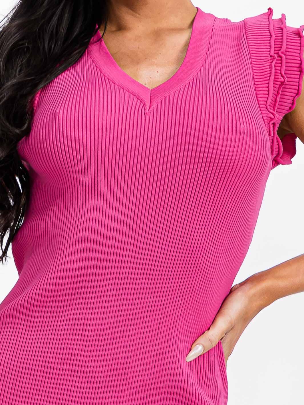 WOMEN'S SLEEVELESS V-NECK RIBBED BODYCON MINI DRESS