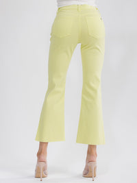 WOMEN'S BUTTON CLOSURE POCKETS BELL LEG DENIM PANTS
